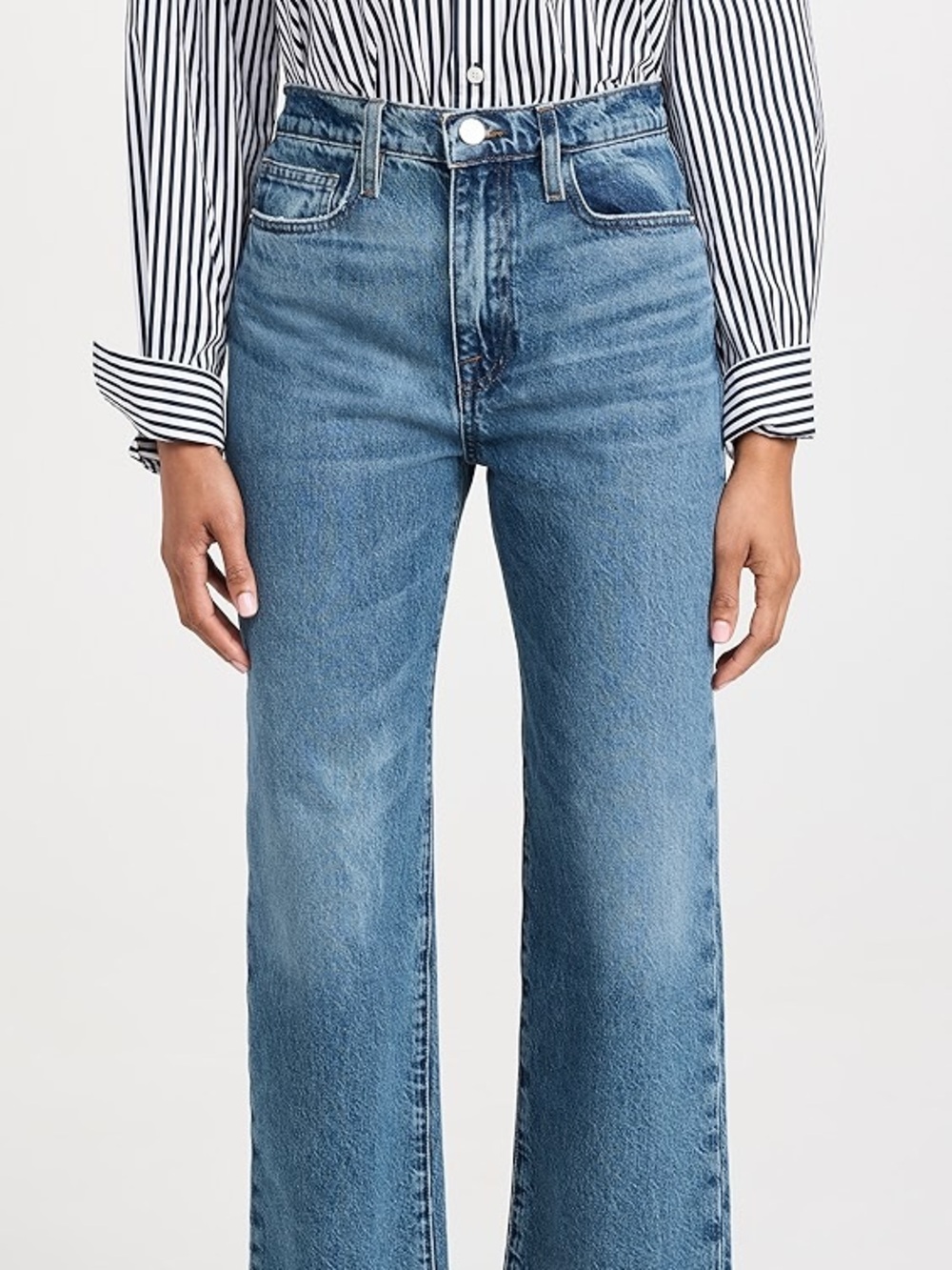 FRAME Medium Blue Le Jane Crop High Rise Straight Leg Jeans - 29 W - Picture 2 of 8